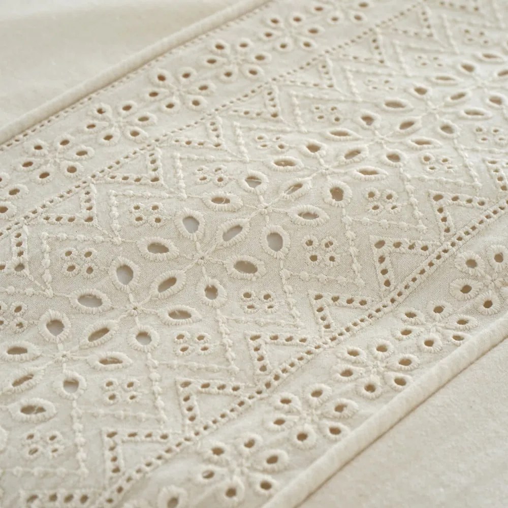 Krémové obliečky na jednolôžko 135x200 cm Broderie Anglaise – Catherine Lansfield
