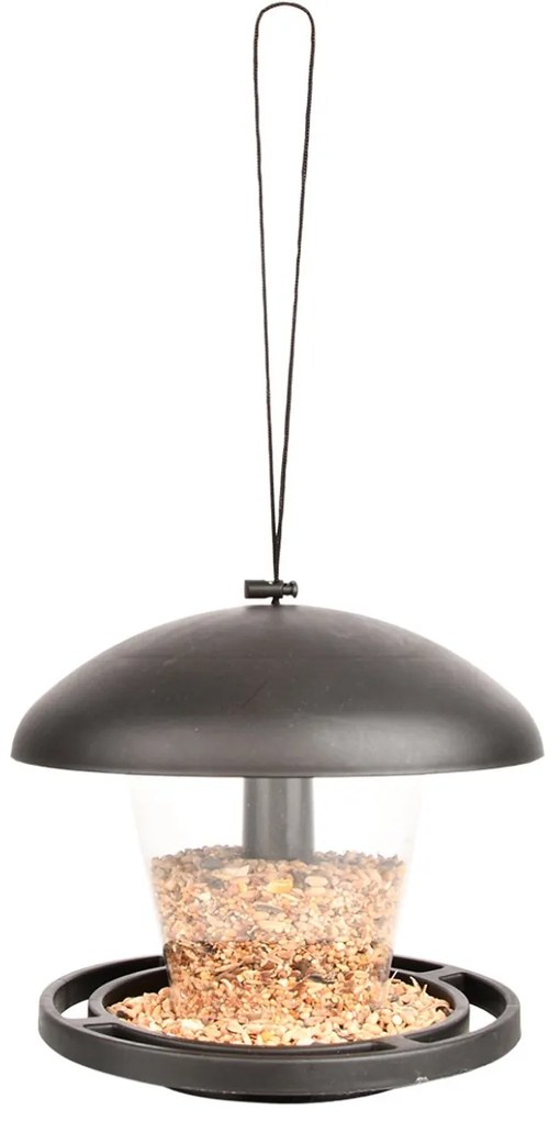 Závesné kŕmidlo pre vtáky Mushroom, 17,5x19,5 cm, plast, čierna