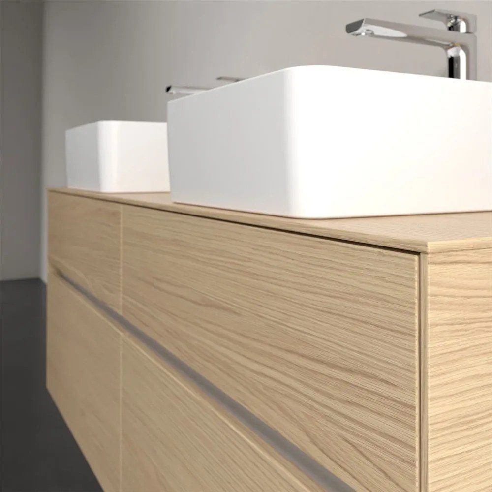 VILLEROY &amp; BOCH Collaro závesná skrinka pod dve umývadlá na dosku, 4 zásuvky, 1400 x 500 x 548 mm, Nordic Oak, C04800VJ