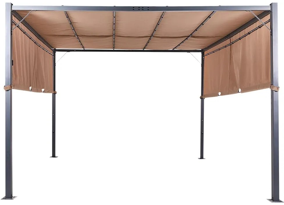 Pergola s LED svetlami 310 x 310 cm hnedá PARGA Beliani