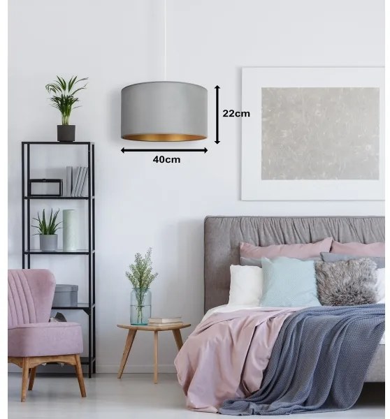 Duolla - Luster na lanku ROLLER 1xE27/15W/230V svetlo pr. 40 cm zelená/zlatá