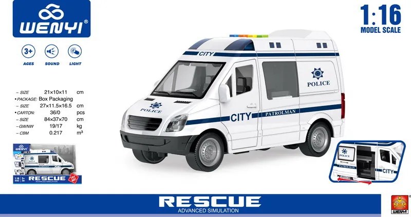 Interaktívne policajné auto 1:16 Ramiz WY590F