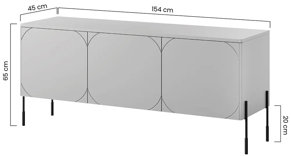 Trojdverová TV skrinka s úložným priestorom Sonatia 150 - kašmír