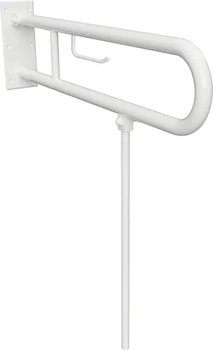 Bemeta Design HELP: Madlo, 600 mm, v tvare U, sklopné, s opornou nohou, s držiakom TP, bez krytky, biela - 301406274N