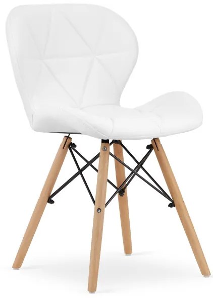 Set troch jedálenských stoličiek LAGO ekokoža biele (hnedé nohy) (3ks)