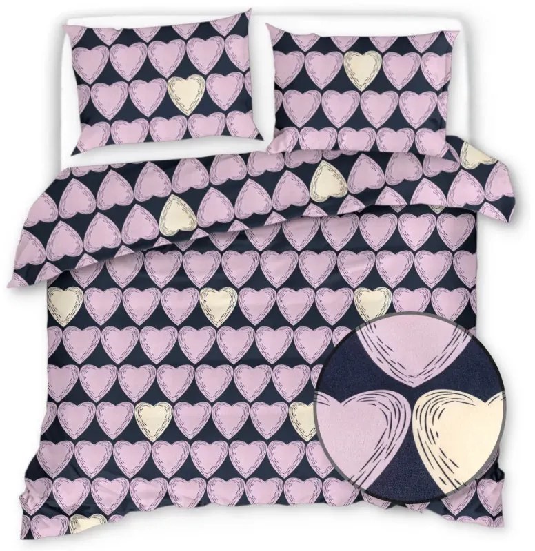 Obliečky z mikrovlákna VIOLET HEARTS svetlo fialové Rozmer obliečky: 2 ks 70 x 80 cm | 160 x 200 cm