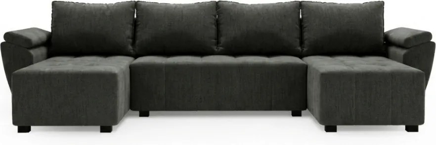 AKCIA Rozkladacia sedacia súprava do U LIVARO 305x140 cm, tmavosivá II. akosť