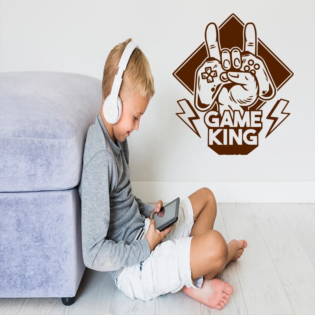 Veselá Stena Samolepka Game King Farba: oranžová, Veľkosť: 80 x 93 cm