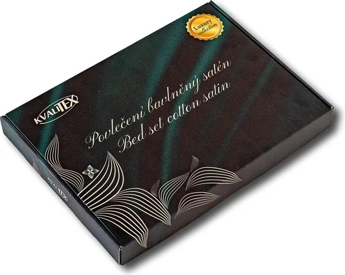 Kvalitex Saténové obliečky Luxury Collection tm. zelená/smotanová, 140 x 200 cm, 70 x 90 cm