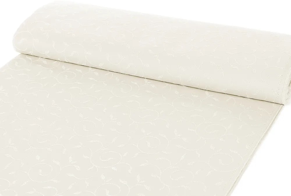 Biante Teflónový oválny obrus TF-026 Popínavé lístky - smotanový 50x100 cm