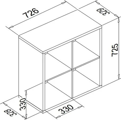 Regál Max, 2x2 priehradky, biely