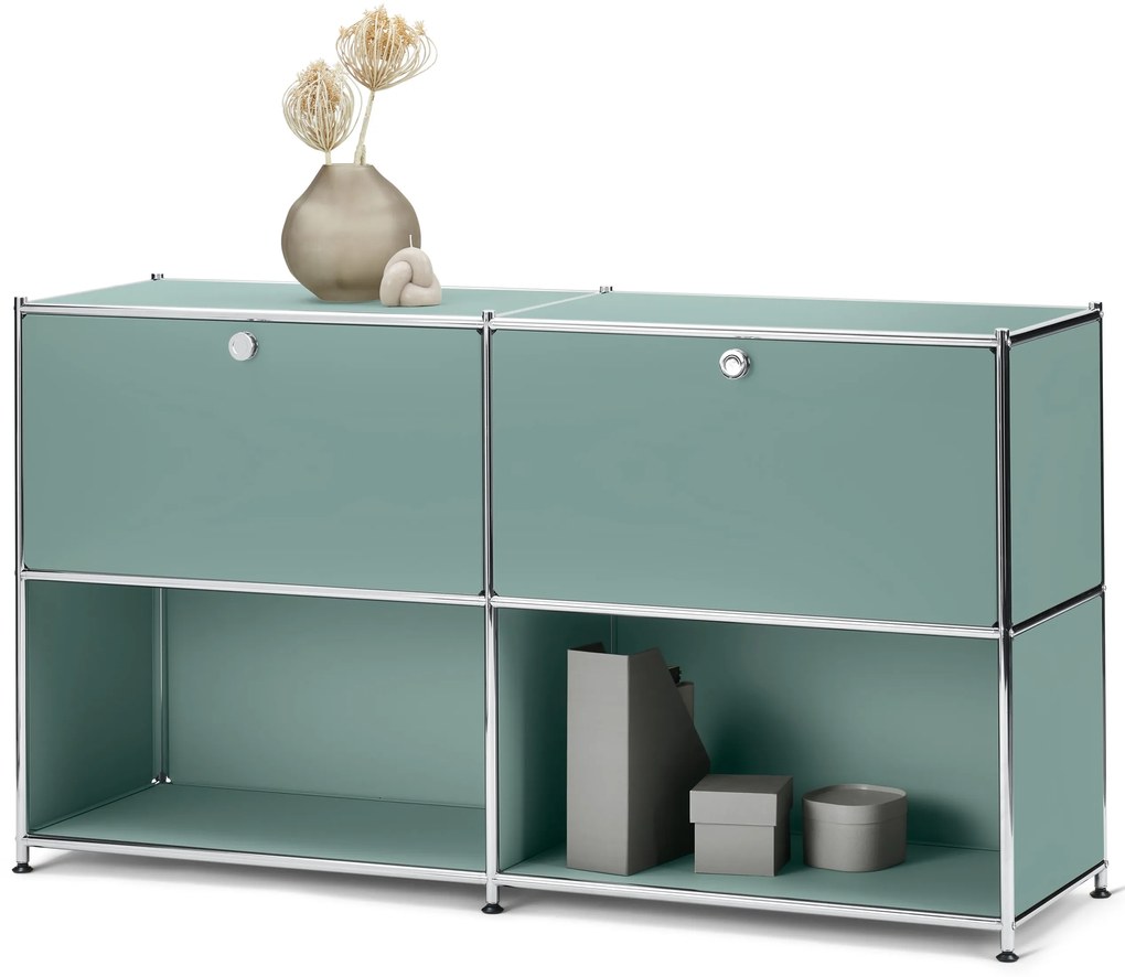 Kovová odkladacia skrinka »CN3« s 2 výklopnými priehradkami, šalviová