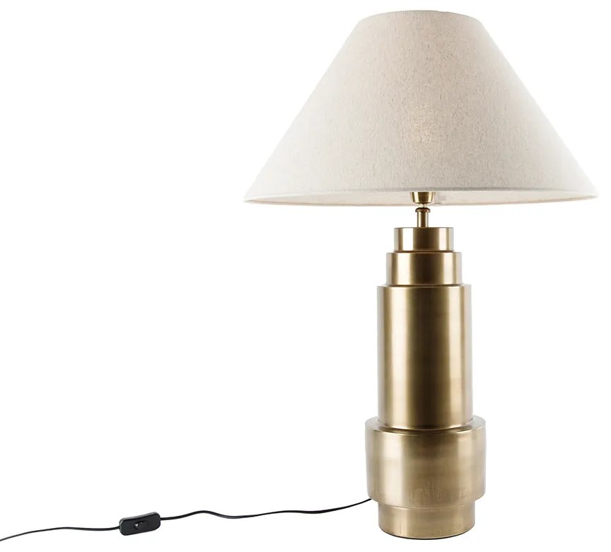 Stolná lampa bronzová s tienidlom z látky béžová 55 cm - Bruut