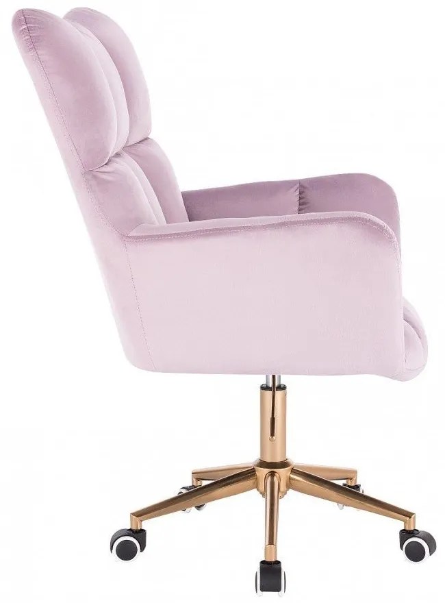 LuxuryForm DESIGN Otočné kreslo AURORA VELUR na zlatej podstave s kolieskami - levanduľa