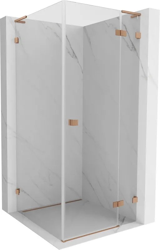 Mexen Lunar L, 1-krídlový sprchový kút, pravý, 100 x 100 cm, 8mm číre sklo, medený profil, 834L-100-100-65-00-P