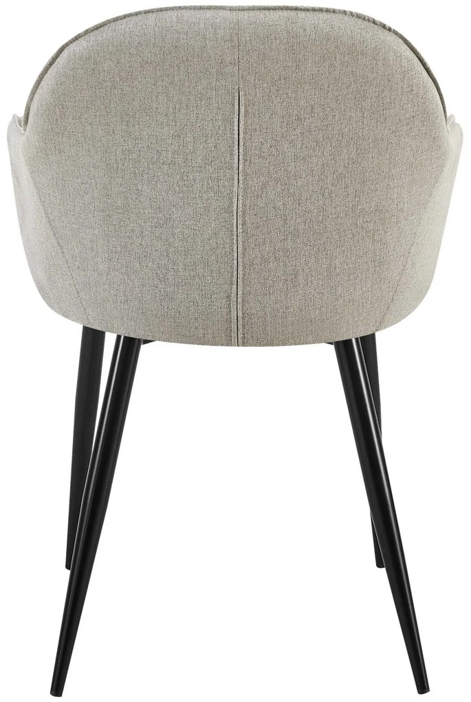 Stolička s podrúčkami Boise - látka, nohy čierny kov - Sivá