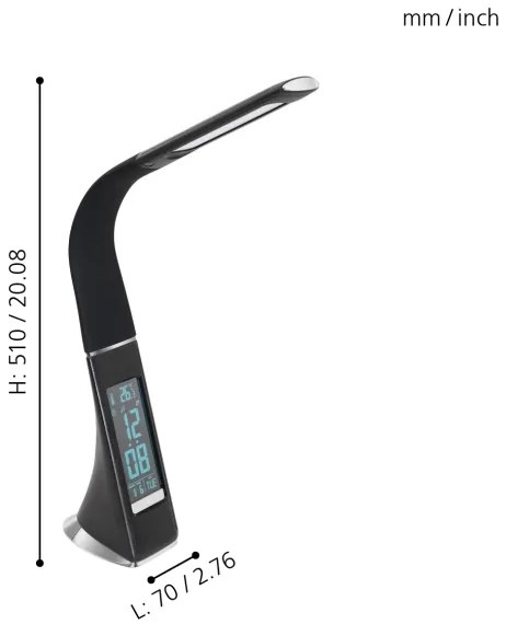 Eglo 97914 - LED Stolná lampa COGNOLI LED/3,2W/230V čierna