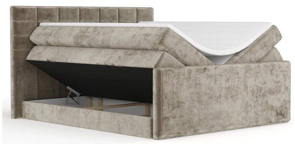Svetlohnedá boxspring posteľ s úložným priestorom 140x200 cm Ava – Maison de Rêve