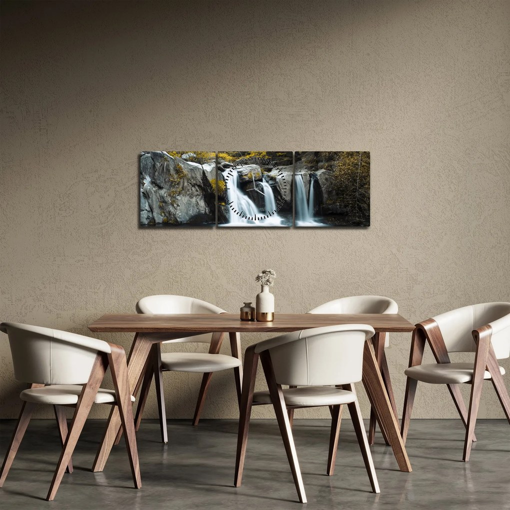 Obraz - Vodopády, Lushan, Čína (s hodinami) (90x30 cm)
