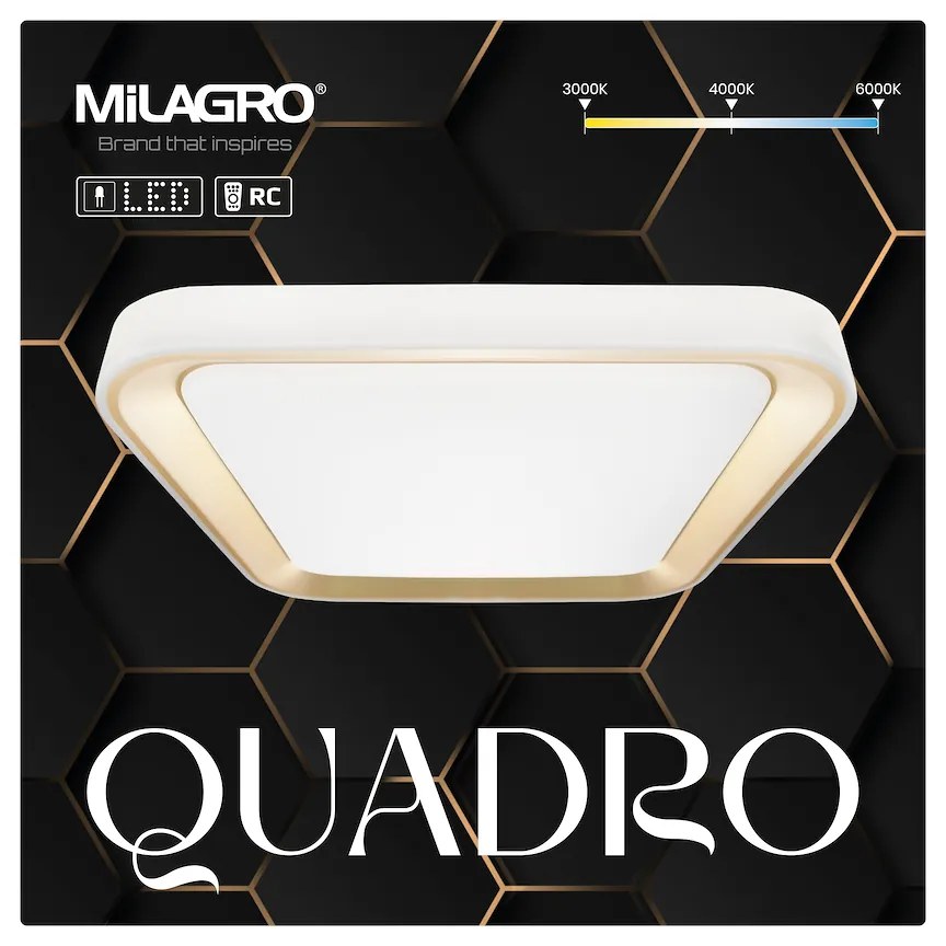 Stropné LED svietidlo Quadro, 1x LED 66w, 3000-6000k, g, s ovládačom