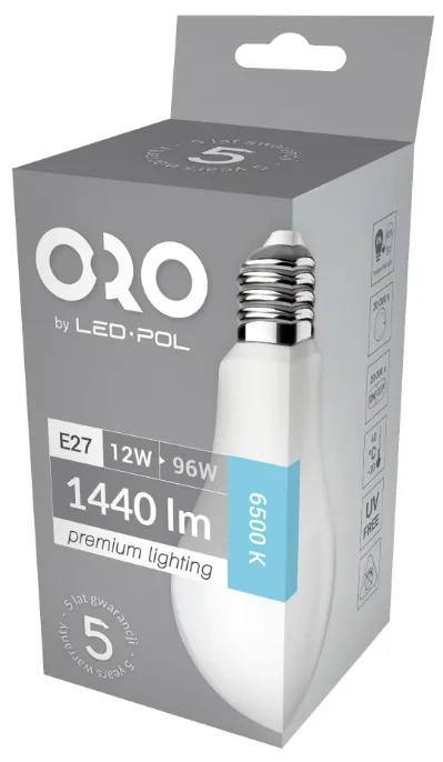 LED žiarovka E27 A60 12W Farba: Studená biela 6500K