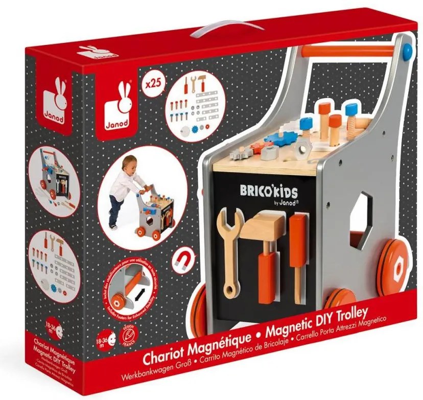 Drevená chodúľka a vozík s náradím - 25 ks