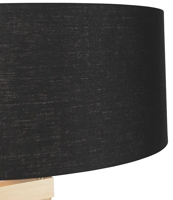 Moderná stojaca lampa drevo s čiernym tienidlom 45 cm - Puros