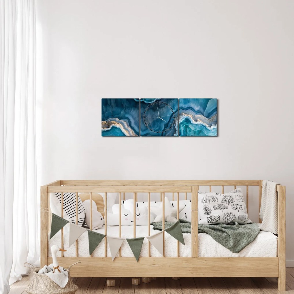 Obraz - Akvamarín detail (s hodinami) (90x30 cm)