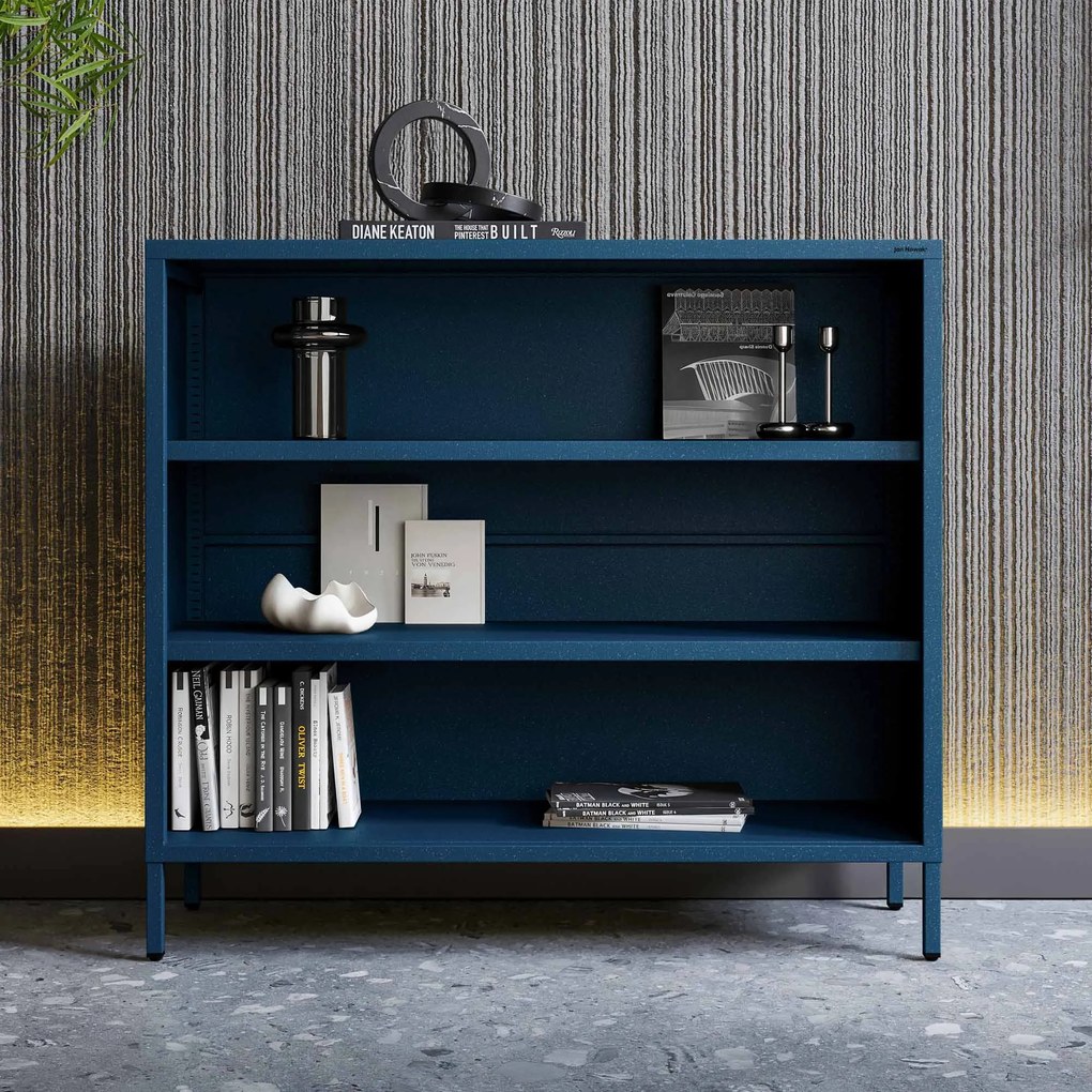 Nízky policový regál LUCA, 1000 x 900 x 350 mm, Modern: tmavomodrá farba