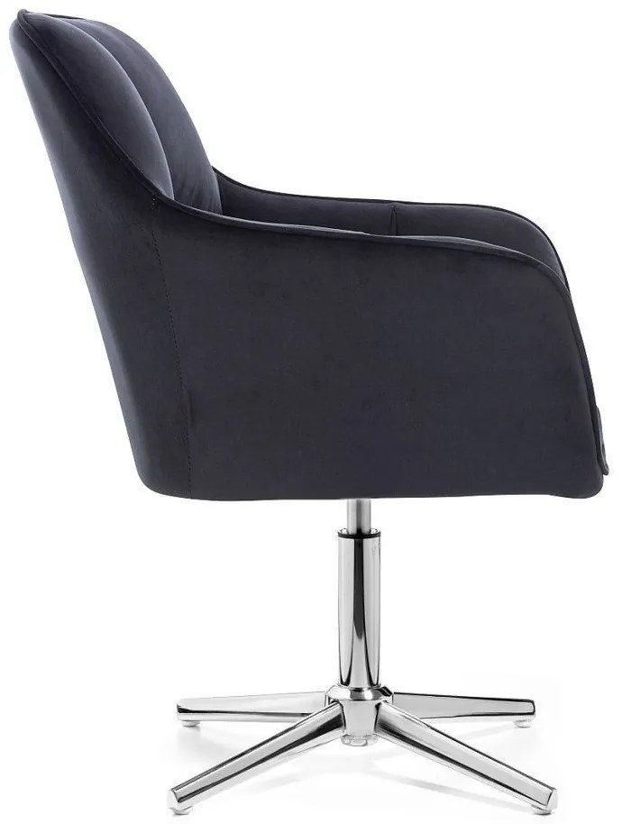 LuxuryForm DESIGN Kreslo AMALFI VELUR na striebornom kríži - čierne