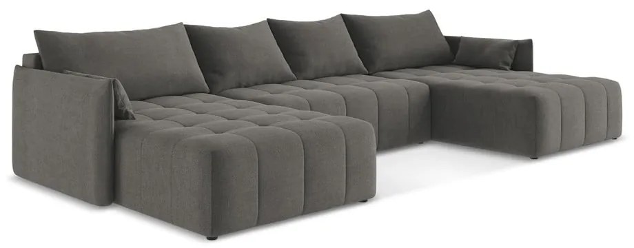 Tmavosivá rozkladacia/s úložným priestorom rohová pohovka (do tvaru "U") Moku – Makamii