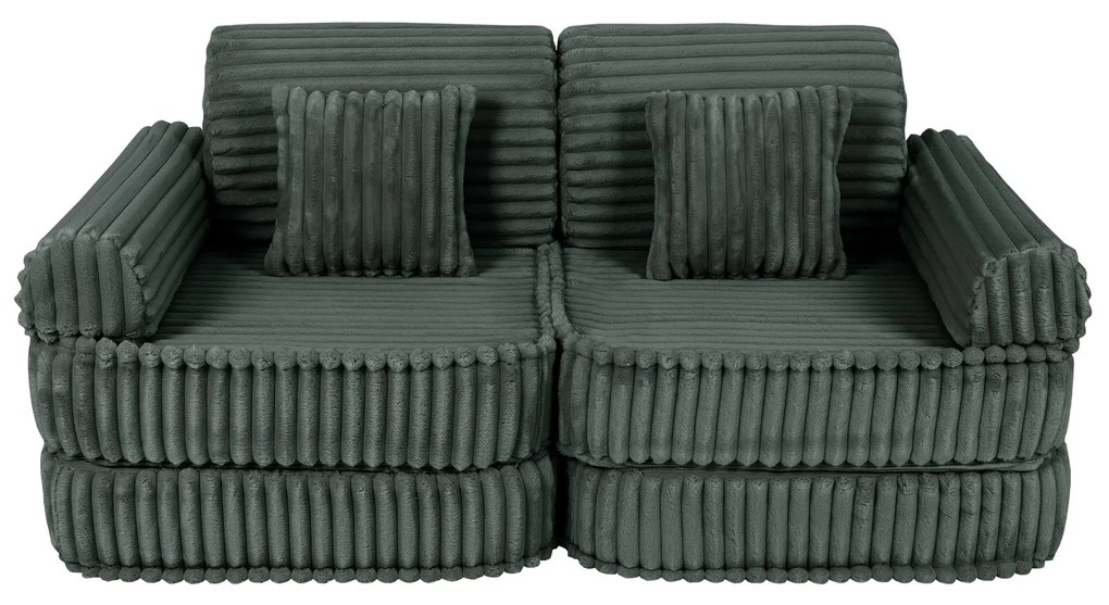 MeowBaby® Churros detská pohovka Plus, Pine Forest Green