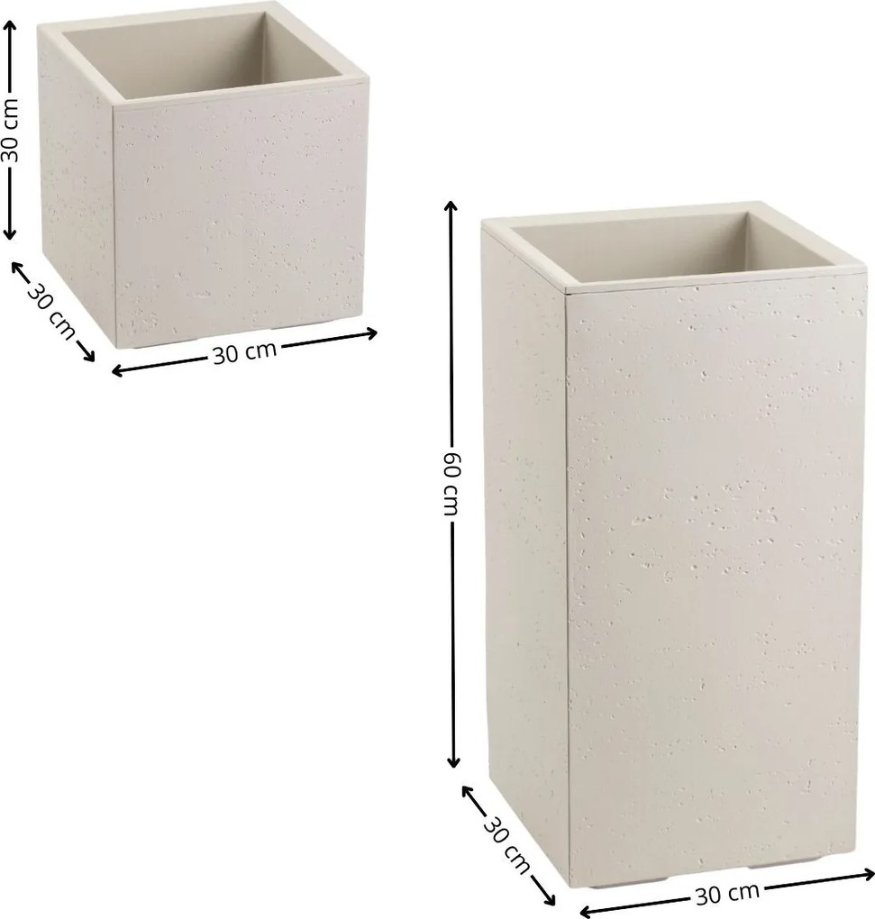 Sada 2 ks květináčů BETONIQUE 30x30/30x60 cm - výber z 4 prevedení
