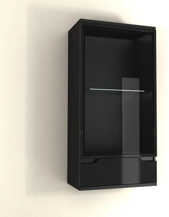 Závěsná vitrína, černá / černá s extra vysokým leskem, ADONIS AS 08 0000186926 Tempo Kondela