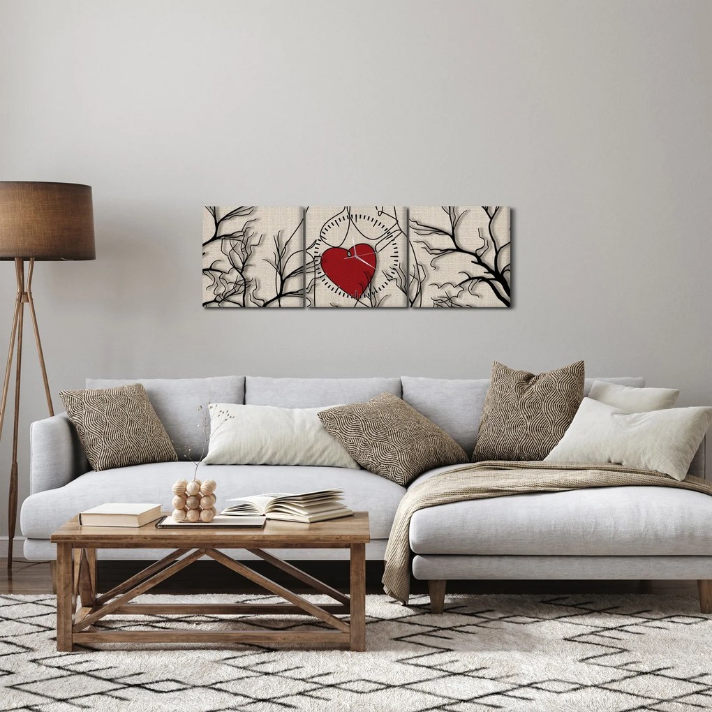 Obraz - Zamilovaný pár (s hodinami) (90x30 cm)
