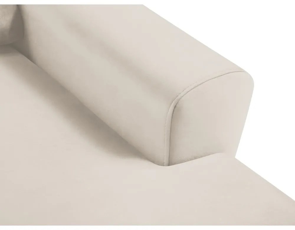 Béžová zamatová rozkladacia/s úložným priestorom rohová pohovka (pravý roh/s leňoškou) Kyoto – Cosmopolitan Design