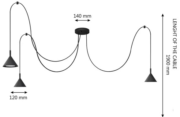 Luster na lanku ETNA 3xGX53/10W/230V pavúk čierna