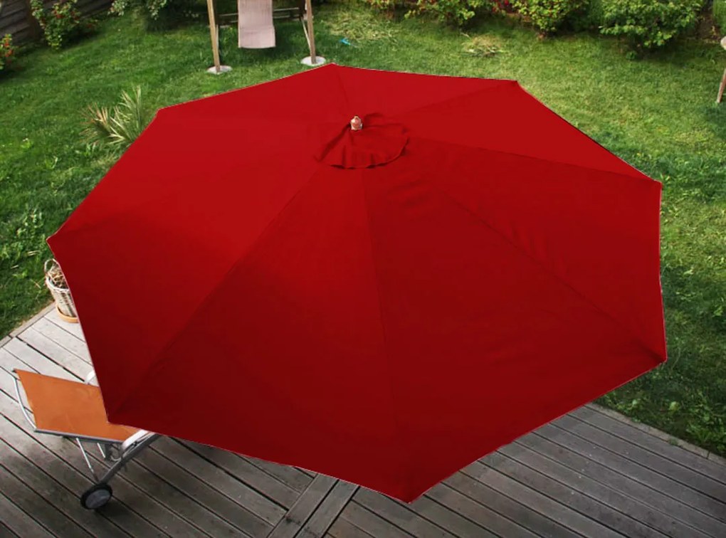 Slnečník Florida Ø 3,5m - polyester/drevo - bordeaux
