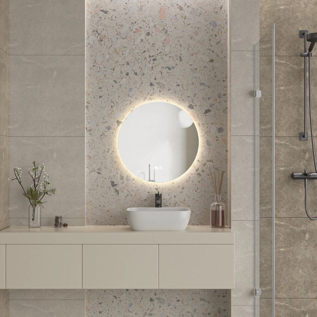 Erga Sofia, okrúhle LED zrkadlo 60cm, 1380 lm, 3 farby svetla, ERG-V01-207-6060