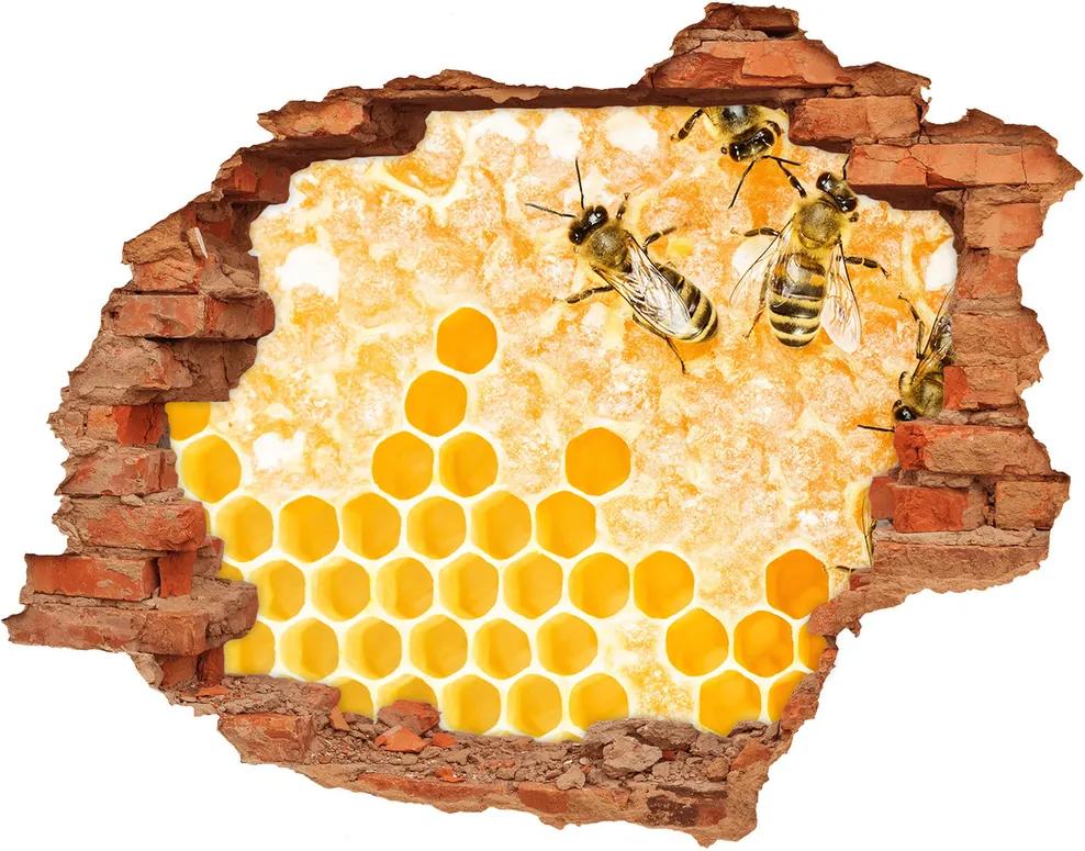 Diera 3D fototapeta nálepka Včely WallHole-cegla-90x70-74378590