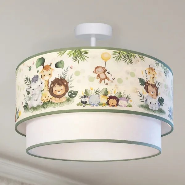 Brilagi-LED Detské prisadené stropné svietidlo BOBO 1xE27/60W/230V pr. 40 cm krémové / zelené / džungľa