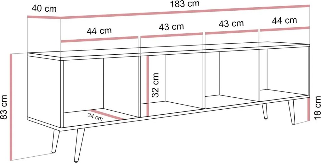 TV STOLÍK ELVIRA DUB DUNIN LED 183 cm