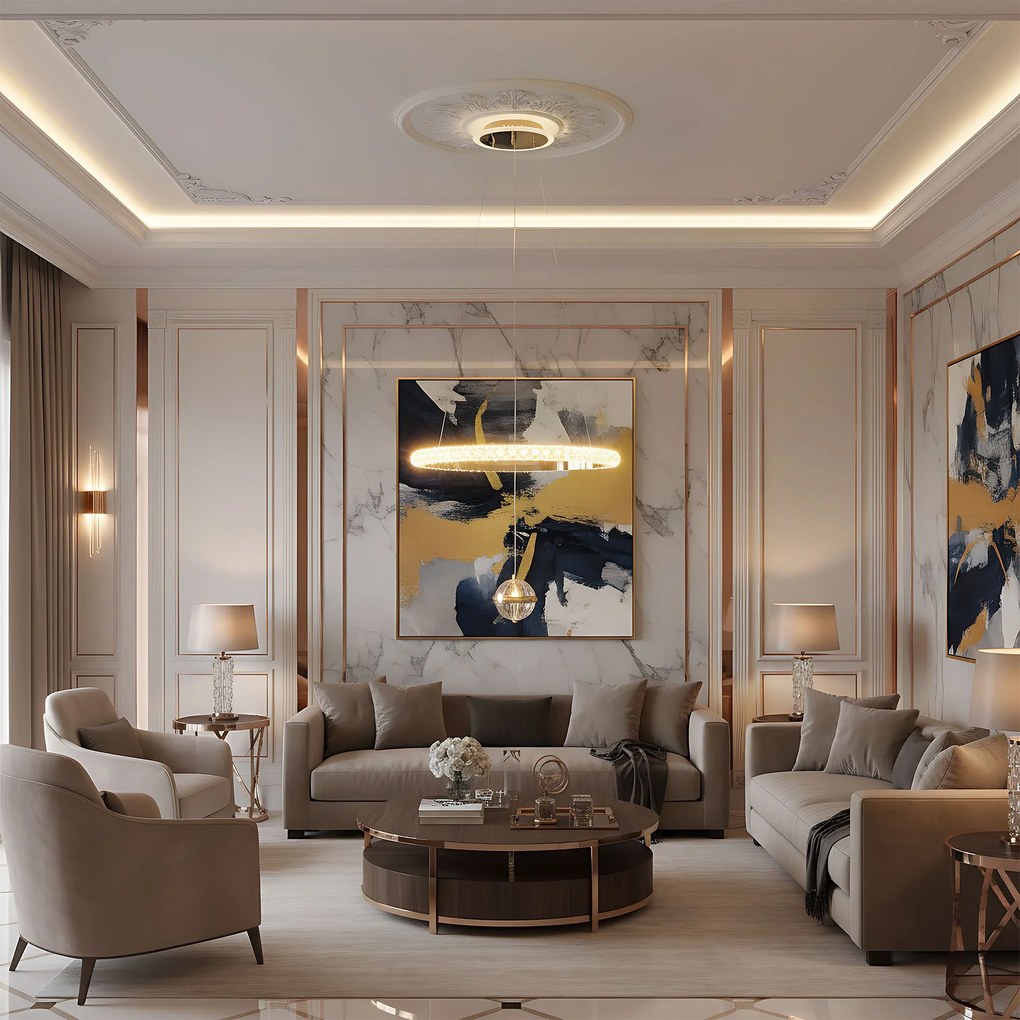 Toolight Toolight, stropné svietidlo 50cm, 80W, 4000K, 5000lm, G142-CP, zlatá, OSW-02612