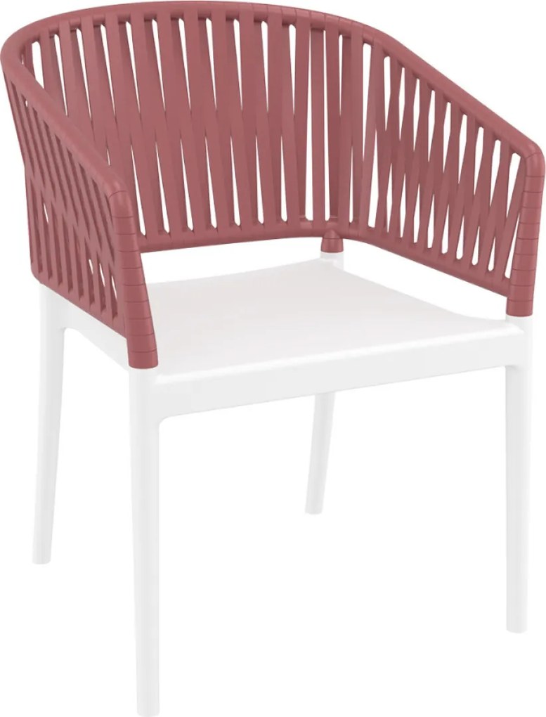 PORTOFINO záhradná stolička s podrúčkami white/marsala