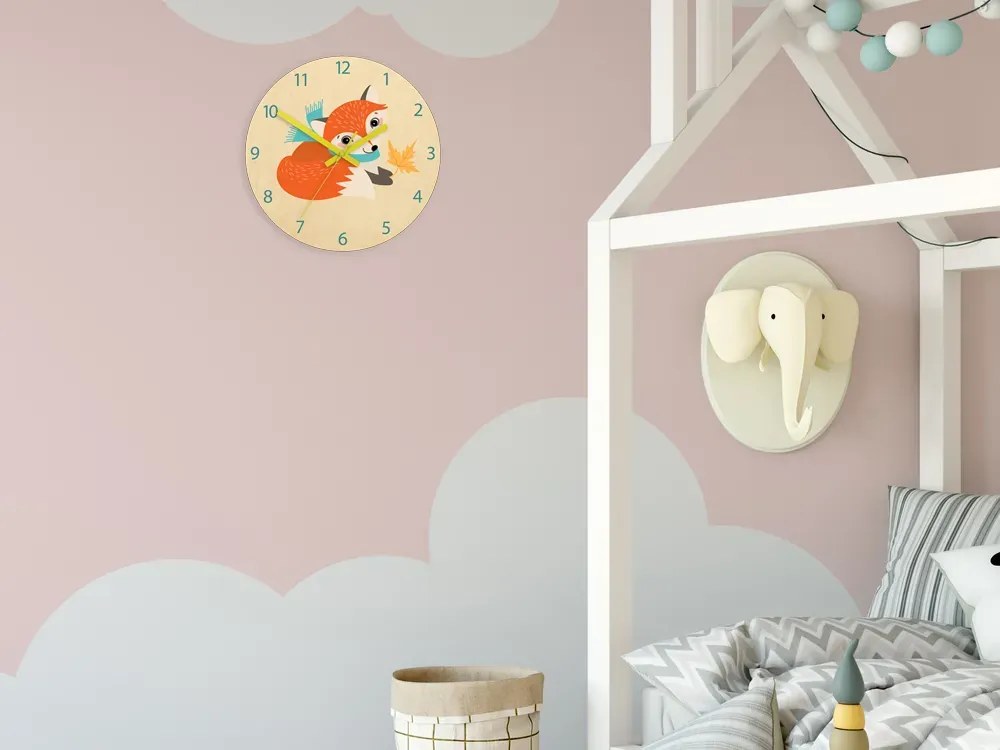 Dětské nástěnné hodiny Ami Liška 30 cm vícebarevné