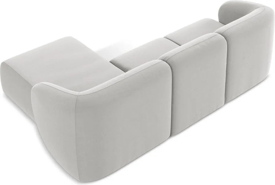 Svetlosivá zamatová rohová pohovka (pravý roh/s leňoškou) Lani – Makamii