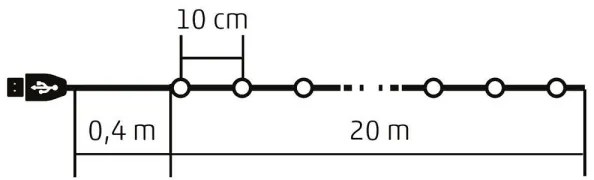 LED RGB Vianočná stmievateľná reťaz 200xLED/29 funkcií 20,4m