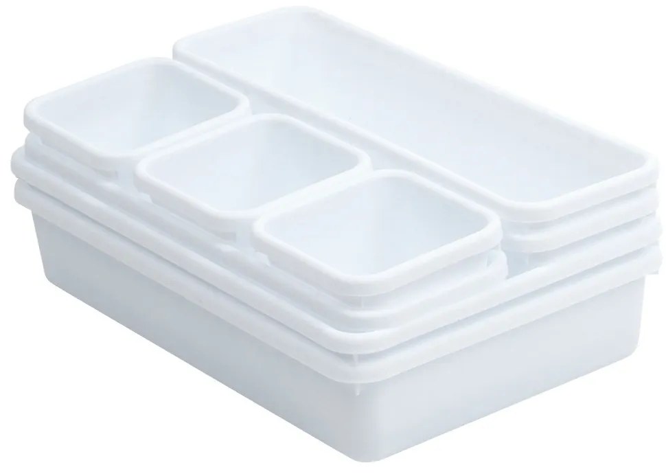 VILDE Súprava 8ks organizérov do zásuvky, biela, MODULAR 31 cm x 46 cm x 4,5 cm