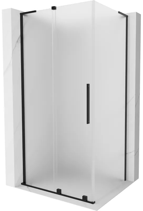 Mexen Velar L, sprchový kút s posuvnými dverami 120 x 110 cm, 8mm sklo námraza, čierna matná, 871-120-110-33-70