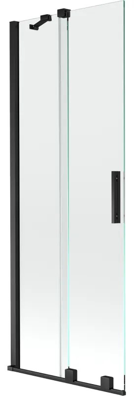 Mexen Velar, 2-krídlová posuvná vaňová zástena 75 x 150 cm, 8mm číre sklo, čierna matná, 896-075-000-01-70
